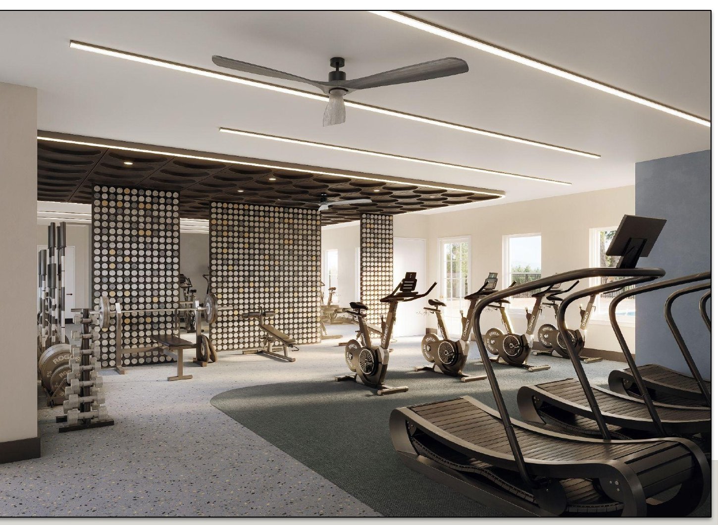 Schematic rendering of the new Fitness Center at The Villas @ North Oak